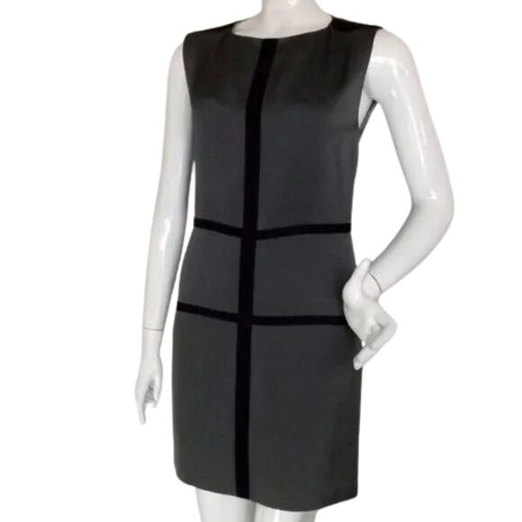 RAG & BONE Dress, 2, Gray Satin, Black Bands, Sleeveless, Back Zip, Crew neck - Picture 4 of 14